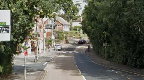 Google A Google Street image of a road. There is a zebra crossing in shot.
