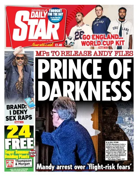 The headline on the front page of the Star reads: “Prince of Darkness”.