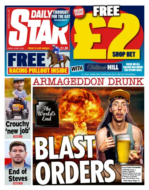 "Blast orders" reads the headline on the front page of the Daily Star.