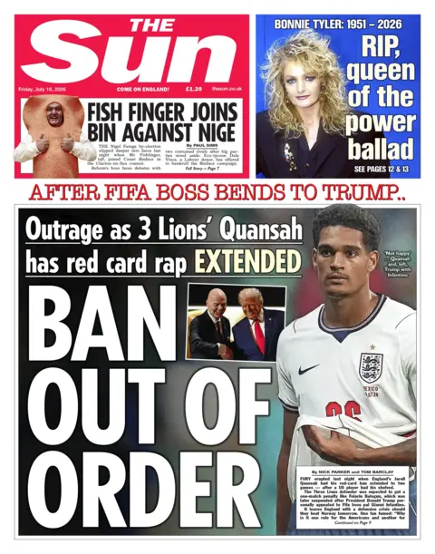 The headline on the front page of the Sun reads: 'Ban out of order.'