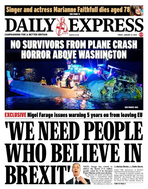 Daily Express front page 31 January 2025