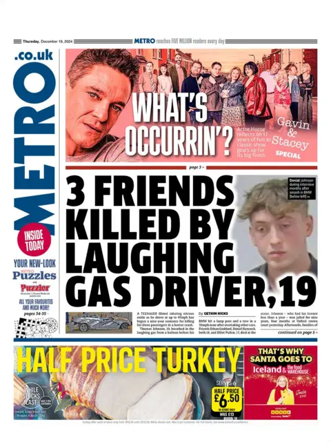  "Three friends killed by laughing gas driver, 19"