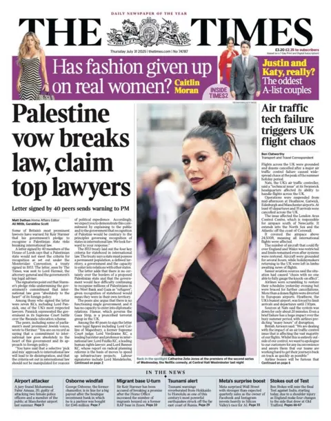  "Palestine vow breaks law, claim top lawyers".