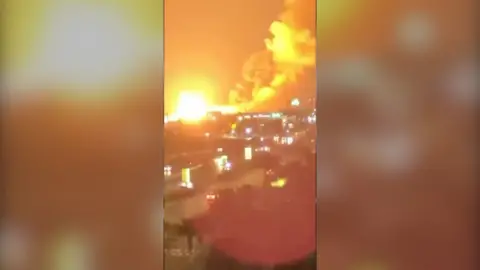 Huge explosion with smoke.