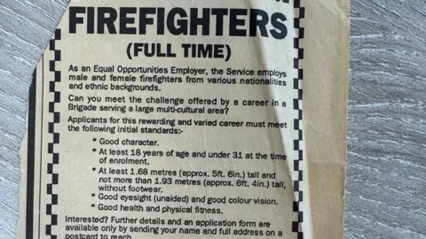 Sophie Green A cut out newspaper job advertising firefighting roles. 