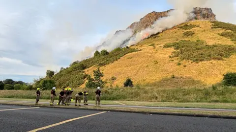 A general view of a fire on Arthur’s Seat in Edinburgh.