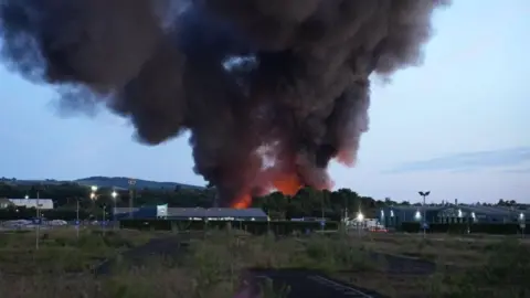 BBC Fire at the Enva wast facility in Linwood near Paisley