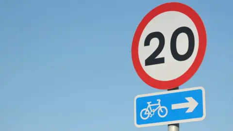 Getty 20mph and cycling sign
