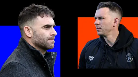 Cardiff boss Omer Riza and Luton Town head coach Matt Bloomfield