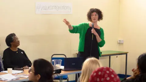 Bristol Women's Voice Katy Taylor at the launch of the campaign