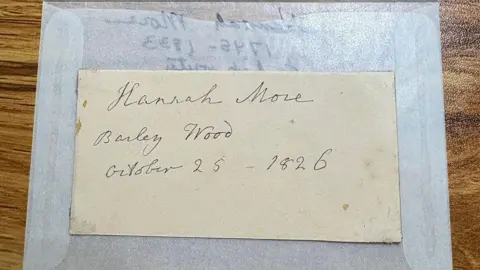 Ben Wilkinson-Turnbull A small letter with Hannah More's name written on it in her handwriting.