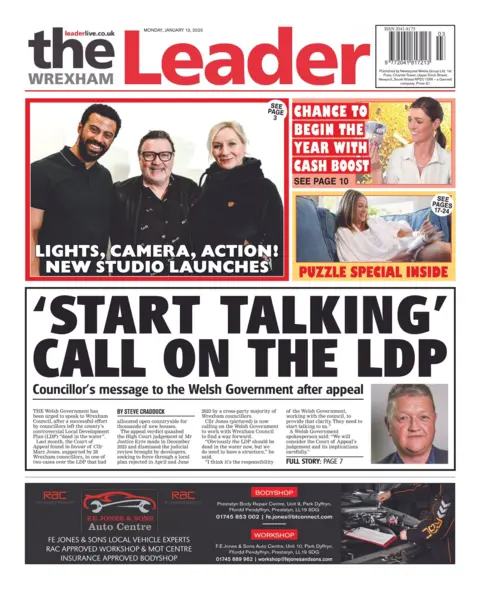 The Wrexham Leader The front page of the Wrexham Leader