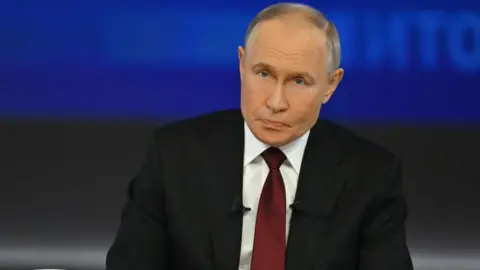 Getty Images Vladimir Putin during his televised media event on Thursday