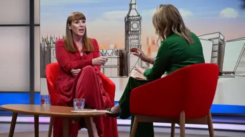 Angela Rayner speaks to Laura Kuenssberg on the set