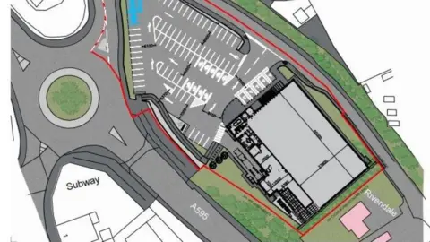 A map showing the location of the new Aldi store to be built in Egremont.