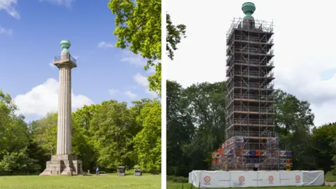 National Trust The monument before and after work to repair it began