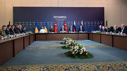 Membres des délégations ukrainiennes, de la Russie et de Türkiye
