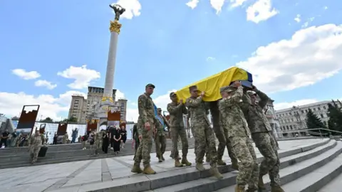 Getty Images Ukrainian military funeral in Kyiv