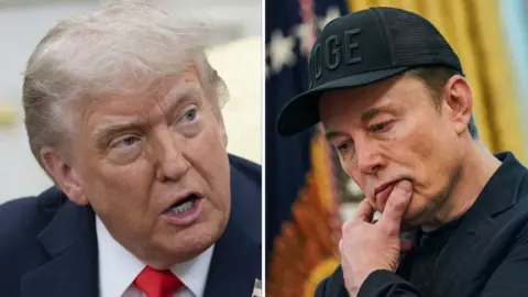 Elon and Trump are pictured.