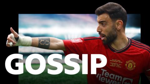 BBC Sport Gossip logo featuring Bruno Fernandes