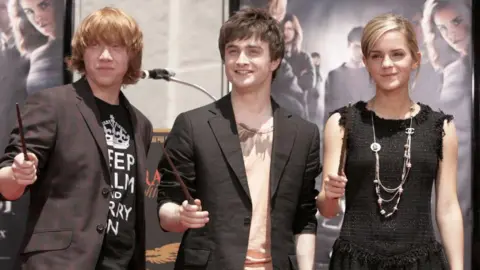 Getty Images Rupert Grint, Daniel Radcliffe and Emma Watson 