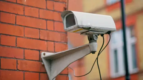  Surveillance Camera on the side of a wall