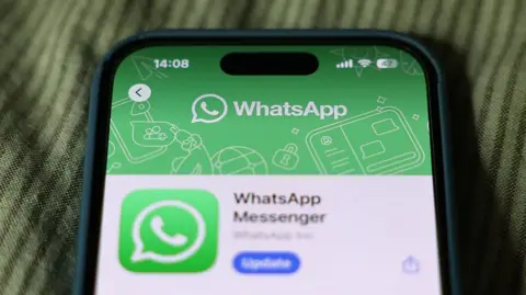 Getty Images WhatsApp on App Store displayed on a phone screen is seen in this illustration photo taken in Krakow, Poland on June 7, 2025.
