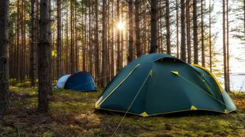 Getty Images two tents in woodland (a stock image)