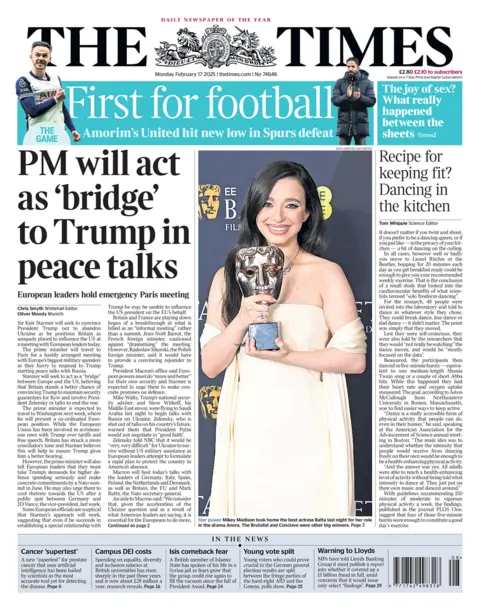 The Times: PM will act as 'bridge' to Trump in peace talks