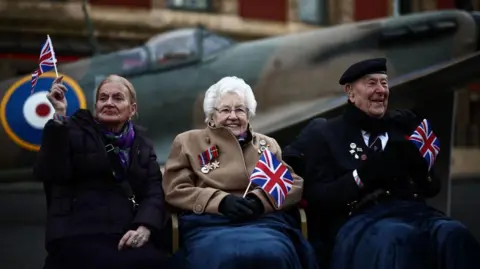 Getty Images Veterans and a Spitfire as the 80th anniversary of VE Day approaches