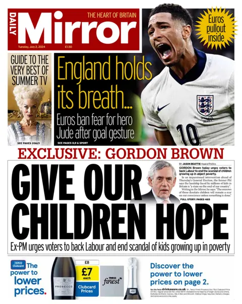 The headline in the Mirror reads: "Give our children hope".