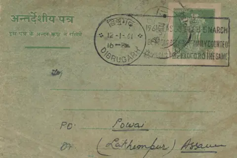 Vikas Kumar This inland letter card, mailed within Assam in January 1961, carried a census postmark urging Indians to "Get yourself & family counted" - and to persuade friends to do the same. It was part of a nationwide postal campaign that turned everyday mail into a tool of public mobilisation.
