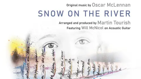 Bandcamp Am album cover, which has a child's face imposed over a snowy setting