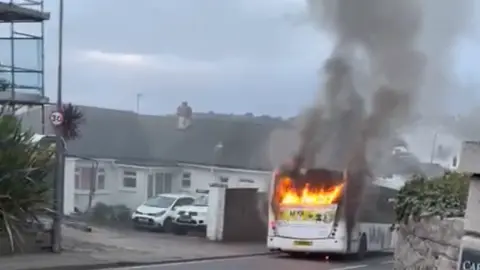 David Mullen Bus on fire St Brelade