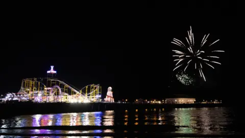 Simon Rich View of fireworks and Clacton Pier
