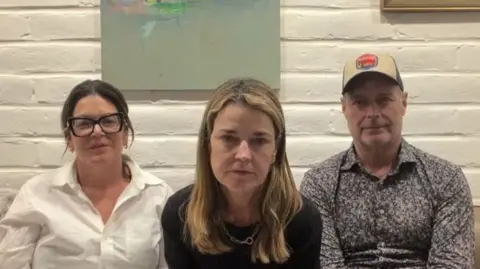 Savannah Guthrie (centre) and family members issue their plea