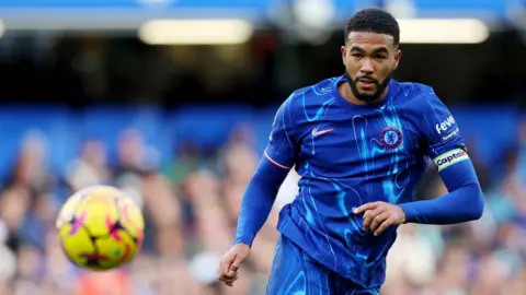 Reece James keeps his eye on the ball for Chelsea