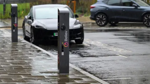 An electric vehicle charging point.
