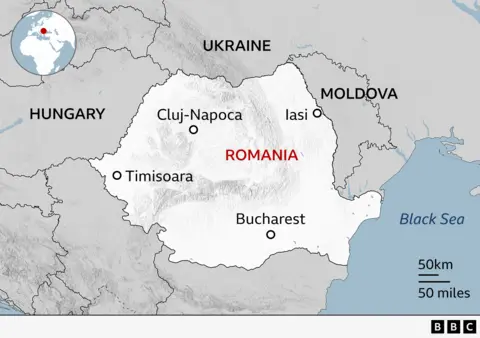 Map or Romania