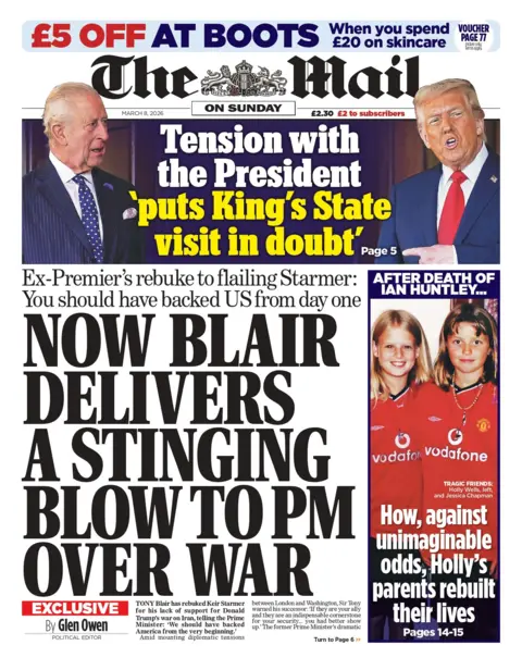 The front page of the Mail reads: "Now Blair Delivers A Stinging Blow To PM Over War."