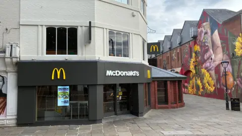BBC A view of the town centre McDonald's