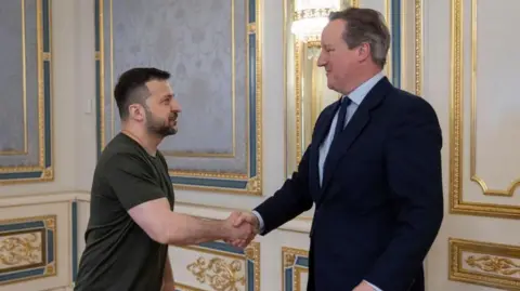 Foreign Secretary Lord David Cameron meeting Ukrainian President Volodymyr Zelensky in Kyiv, Ukraine