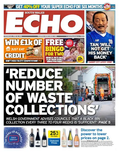 Media Wales Front page of South Wales Echo