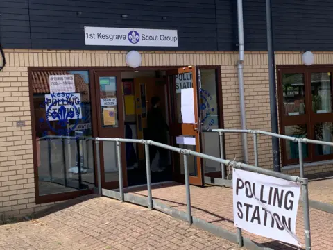 BBC  Polling station in Kesgrave