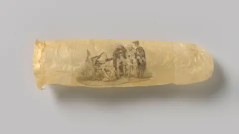 Rijksmuseum Anonymous, Condom with print, c. 1830. Acquired through the F.G. Waller Fonds and as displayed at the Rijksmuseum