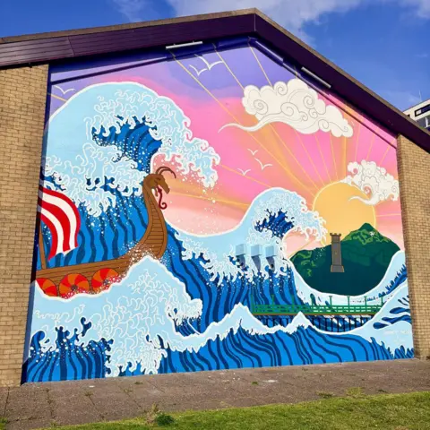 David Britton Another view of the artwork at the rear of the town's bowling alley