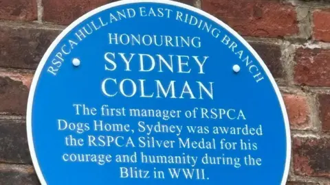 RSPCA Hull & East Riding A blue plaque commemorating Sydney Colman, at the RSPCA centre in Clough Road, Hull
