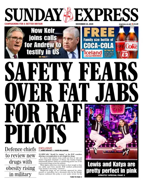 "Safety fears over fat jabs for RAF pilots".