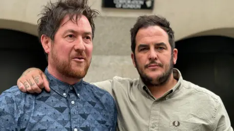 JANINE MACHIN/BBC James Smith and John Lewis, cousins of Nicholas Billingham