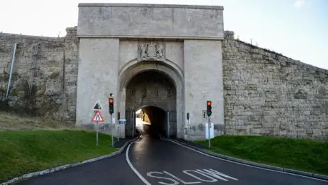 PORTLAND, ENGLAND - FEBRUARY 04: A general view of the entrance to HMP The Verne, 